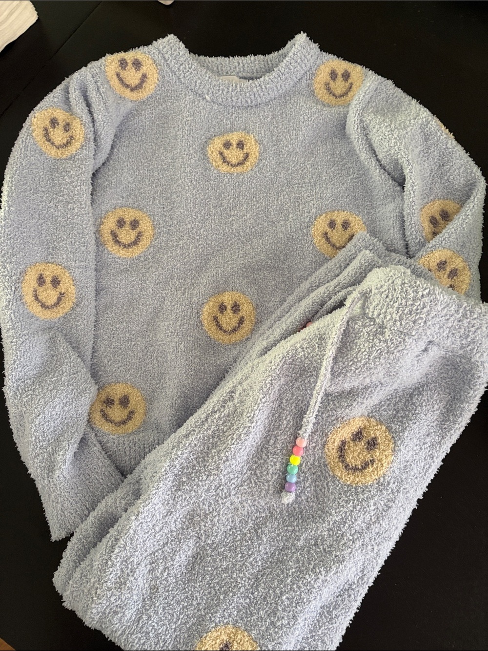 lola Light Blue Kids lounge Set with Yellow Smiley Faces